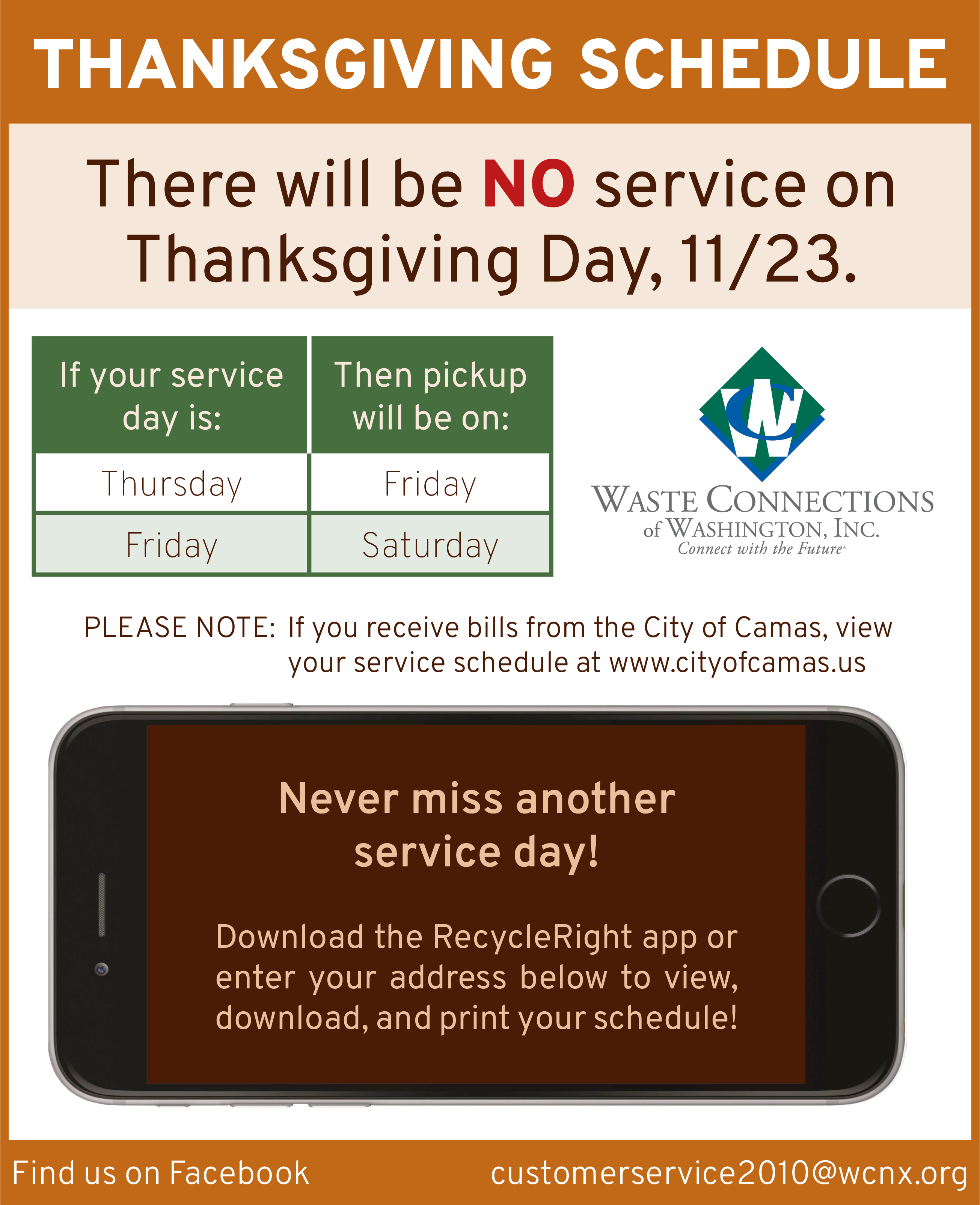 Thanksgiving 2024 – Waste Connections of Washington, Inc.